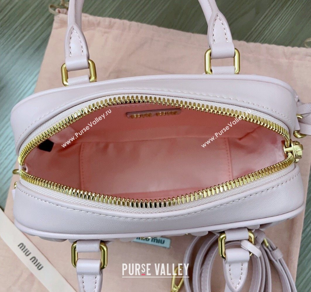 Miu Miu Matelasse Nappa Leather Top Handle Bag 5BB123 Alabaster Pink 2025 (JD-251121048)