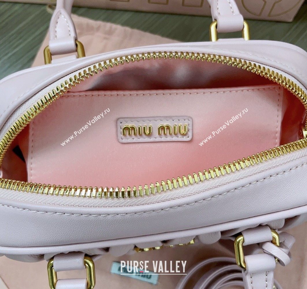 Miu Miu Matelasse Nappa Leather Top Handle Bag 5BB123 Alabaster Pink 2025 (JD-251121048)