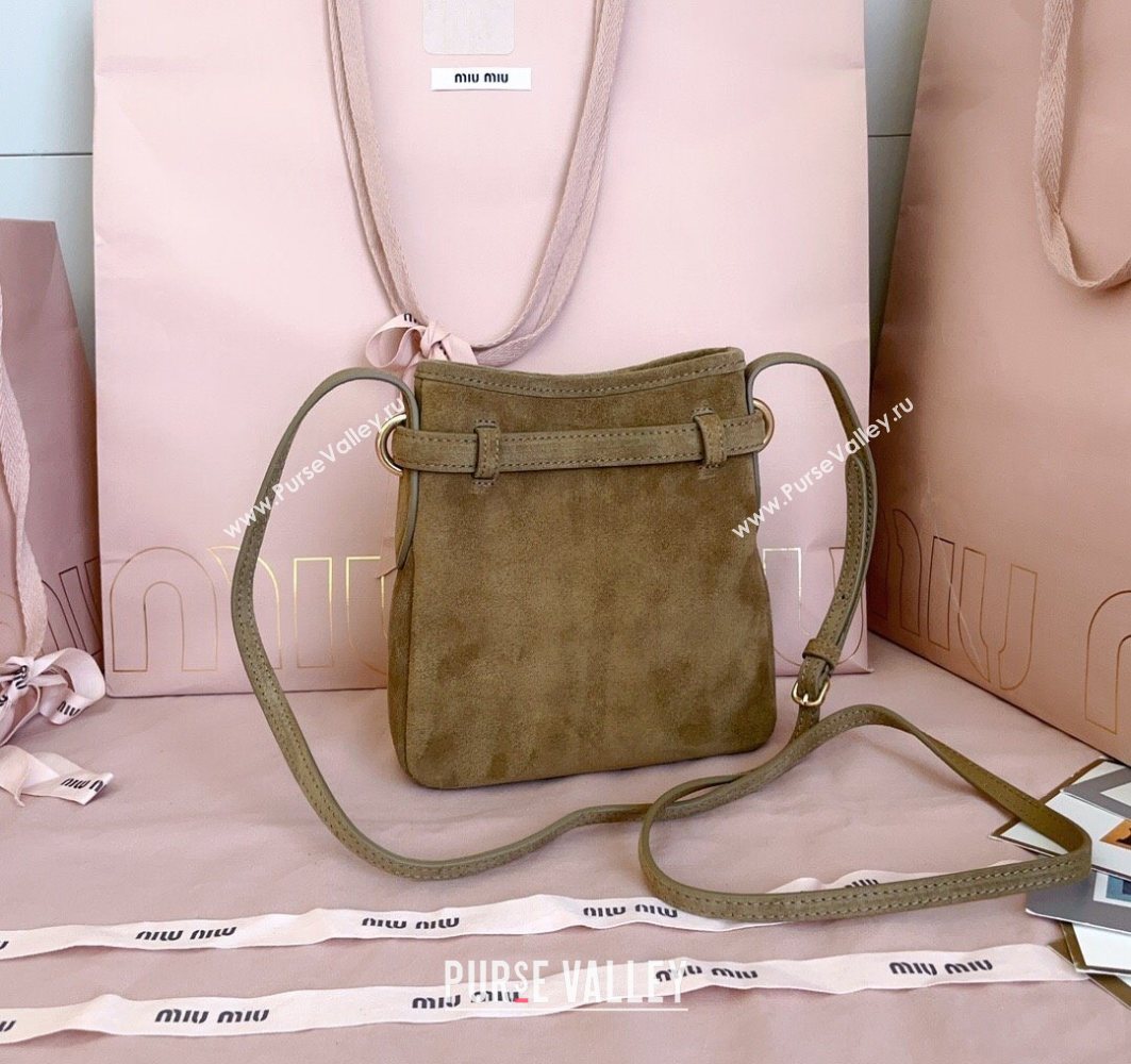 Miu Miu Suede Pouch Mini Bag Olive Green 2025 5NR461 (JD-251121042)