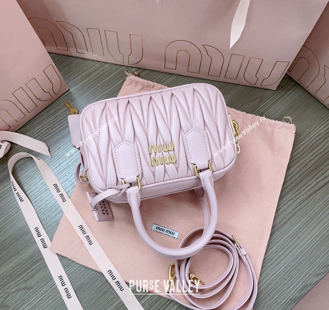 Miu Miu Matelasse Nappa Leather Top Handle Bag 5BB123 Alabaster Pink 2025 (JD-251121048)