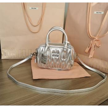 Miu Miu Matelasse Nappa Leather Top Handle Bag 5BB123 Silver 2025 (JD-251121049)