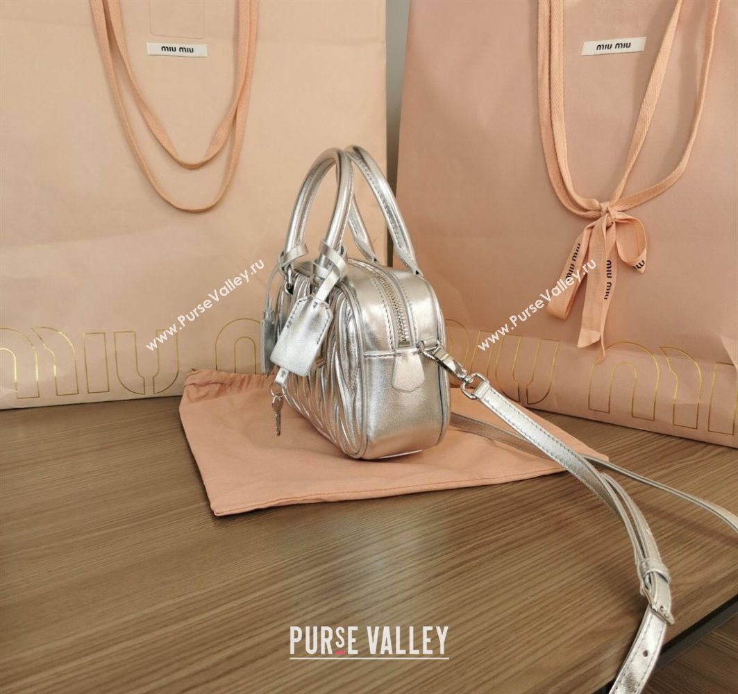 Miu Miu Matelasse Nappa Leather Top Handle Bag 5BB123 Silver 2025 (JD-251121049)