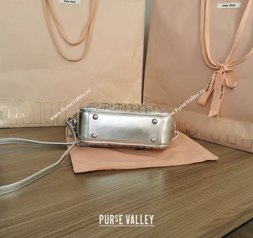 Miu Miu Matelasse Nappa Leather Top Handle Bag 5BB123 Silver 2025 (JD-251121049)