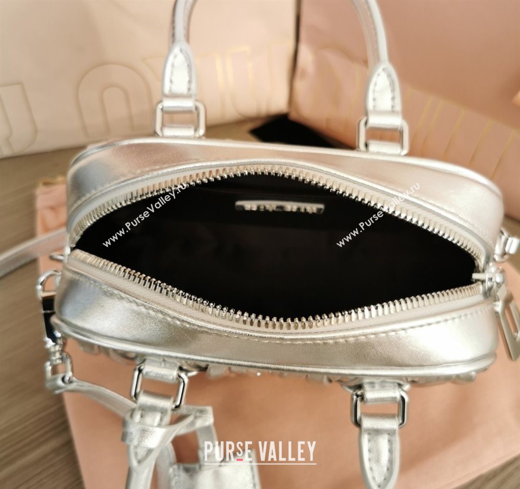 Miu Miu Matelasse Nappa Leather Top Handle Bag 5BB123 Silver 2025 (JD-251121049)