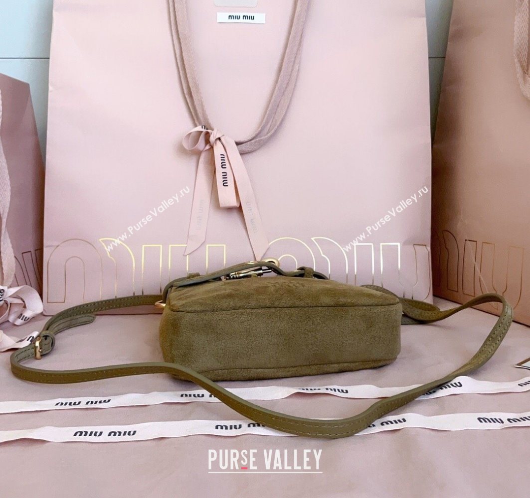 Miu Miu Suede Pouch Mini Bag Olive Green 2025 5NR461 (JD-251121042)