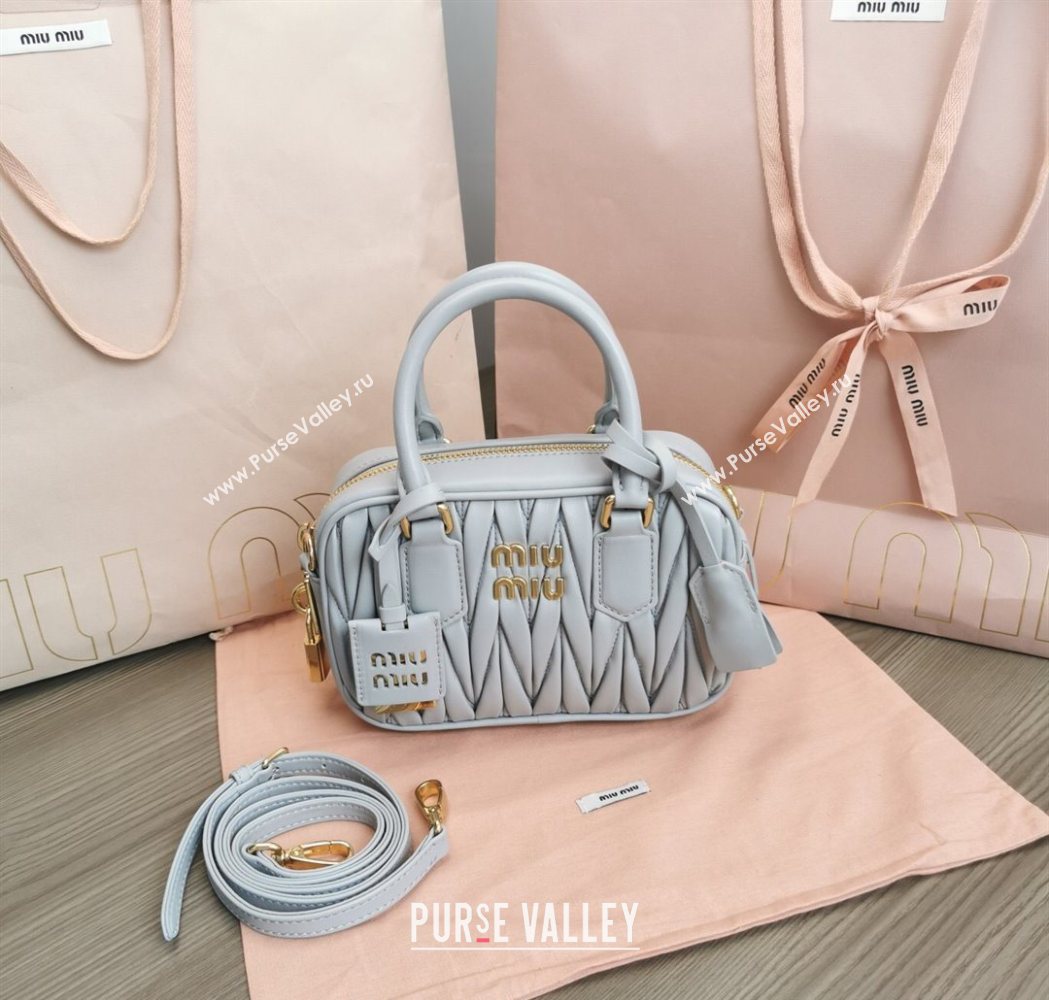 Miu Miu Matelasse Nappa Leather Top Handle Bag 5BB123 Light Grey 2025 (JD-251121050)