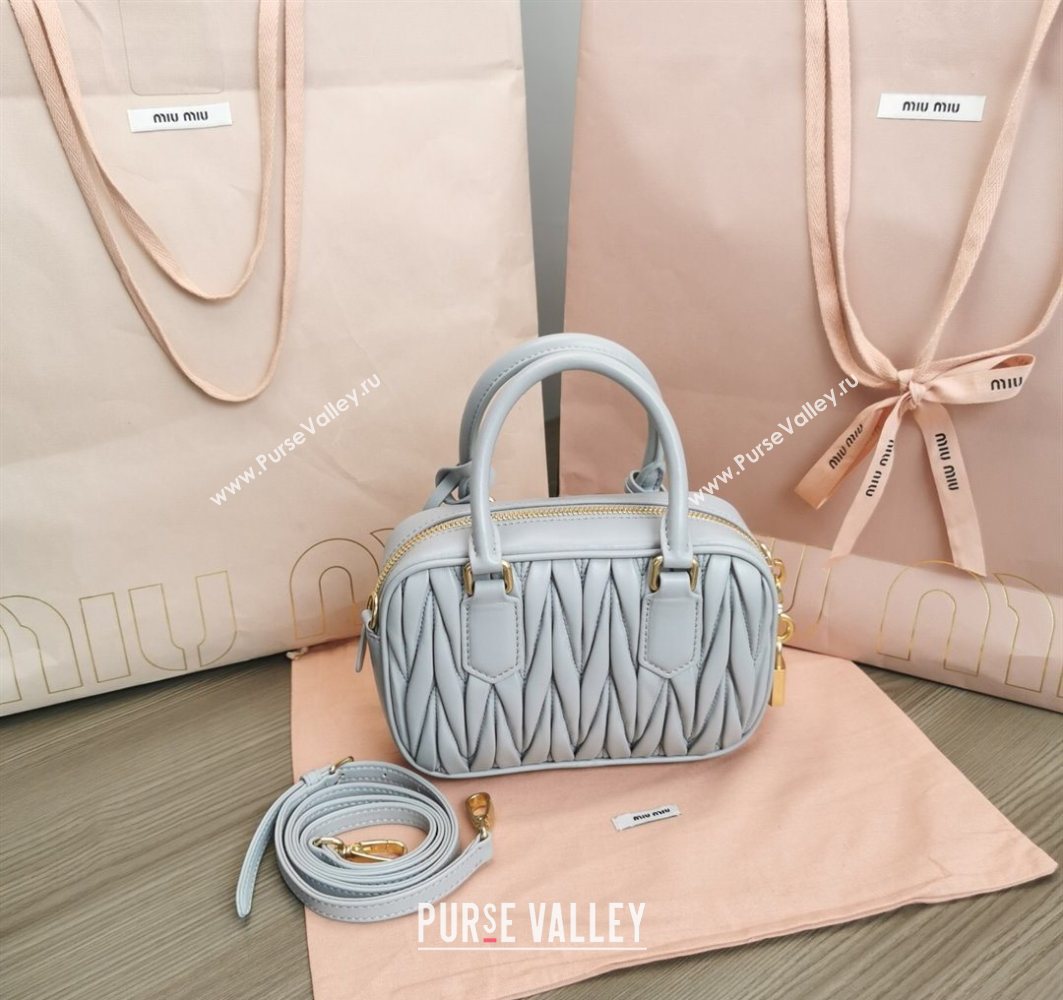 Miu Miu Matelasse Nappa Leather Top Handle Bag 5BB123 Light Grey 2025 (JD-251121050)