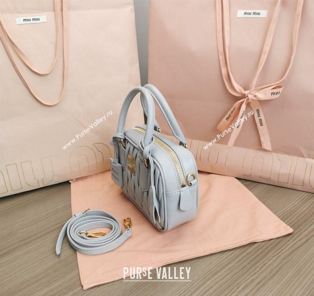 Miu Miu Matelasse Nappa Leather Top Handle Bag 5BB123 Light Grey 2025 (JD-251121050)