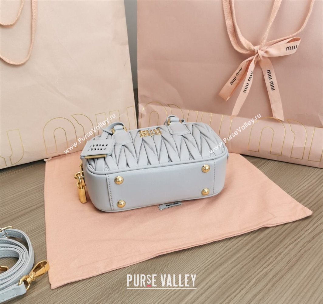 Miu Miu Matelasse Nappa Leather Top Handle Bag 5BB123 Light Grey 2025 (JD-251121050)