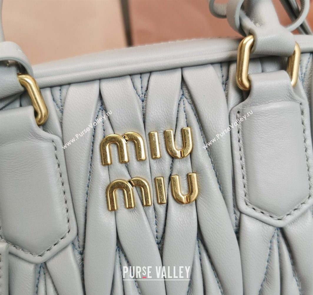 Miu Miu Matelasse Nappa Leather Top Handle Bag 5BB123 Light Grey 2025 (JD-251121050)