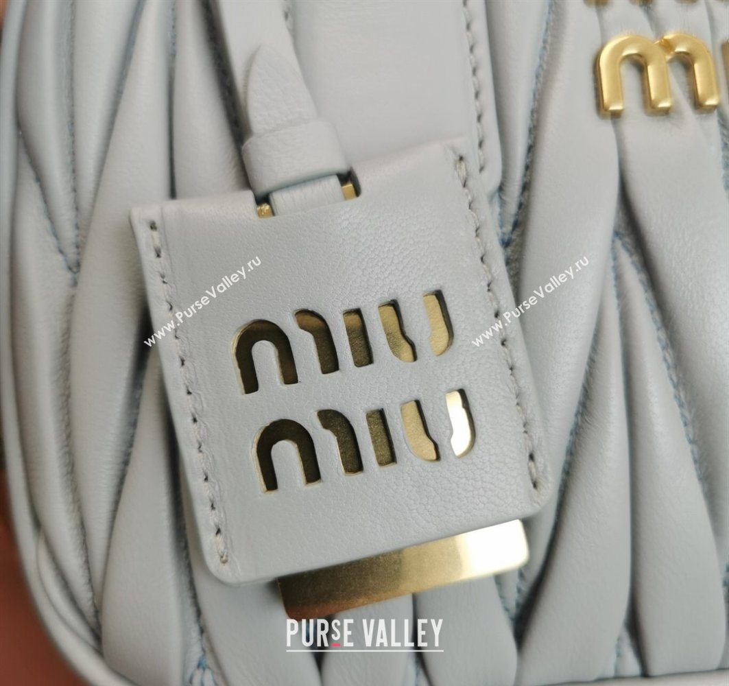 Miu Miu Matelasse Nappa Leather Top Handle Bag 5BB123 Light Grey 2025 (JD-251121050)