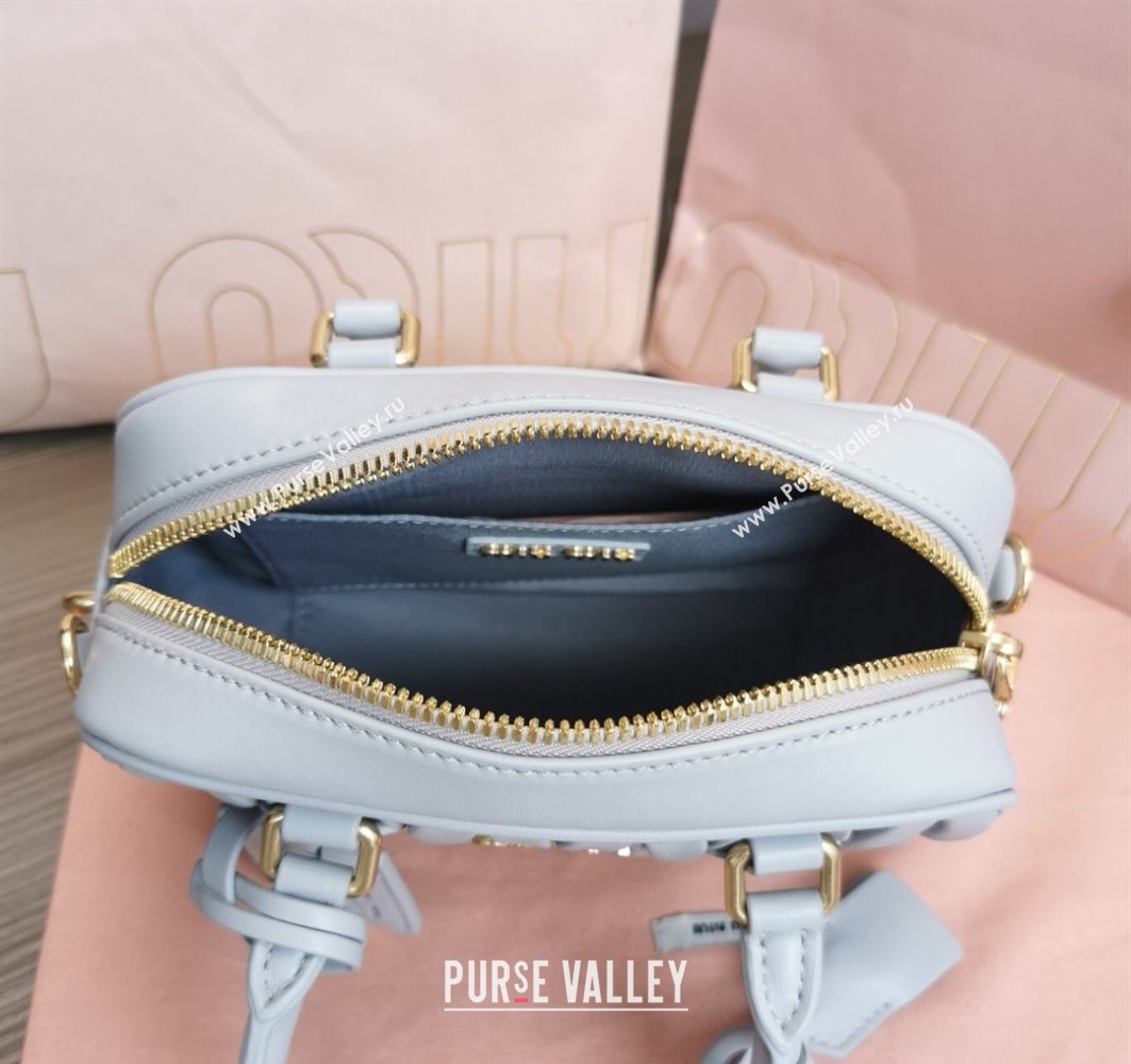 Miu Miu Matelasse Nappa Leather Top Handle Bag 5BB123 Light Grey 2025 (JD-251121050)