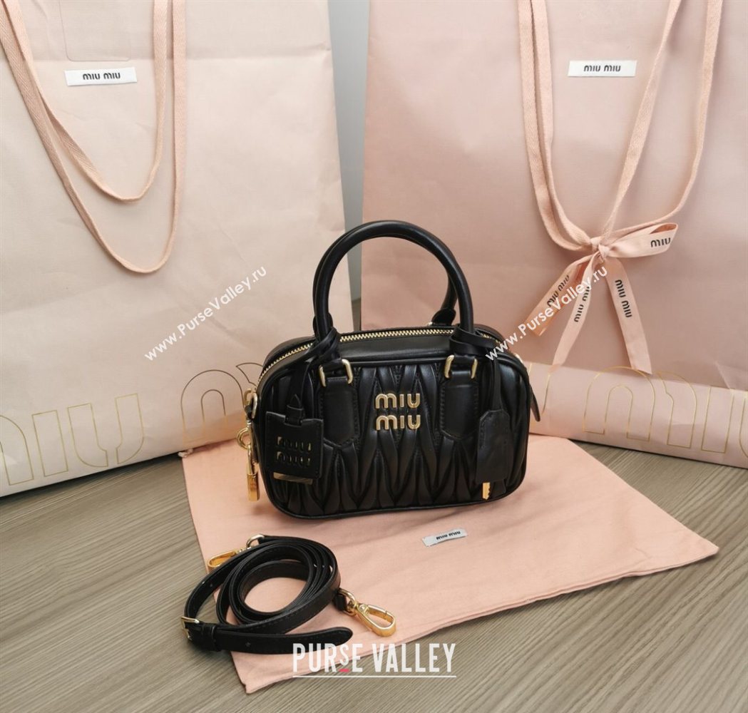 Miu Miu Matelasse Nappa Leather Top Handle Bag 5BB123 Black 2025 (JD-251121051)