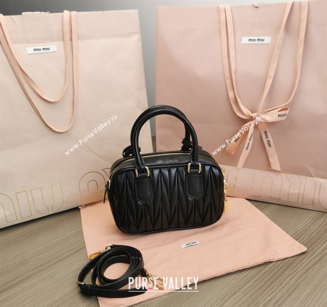 Miu Miu Matelasse Nappa Leather Top Handle Bag 5BB123 Black 2025 (JD-251121051)
