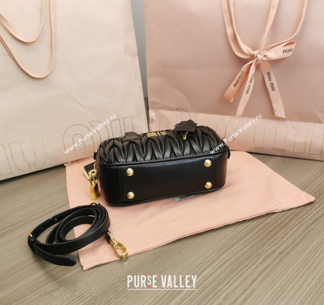 Miu Miu Matelasse Nappa Leather Top Handle Bag 5BB123 Black 2025 (JD-251121051)