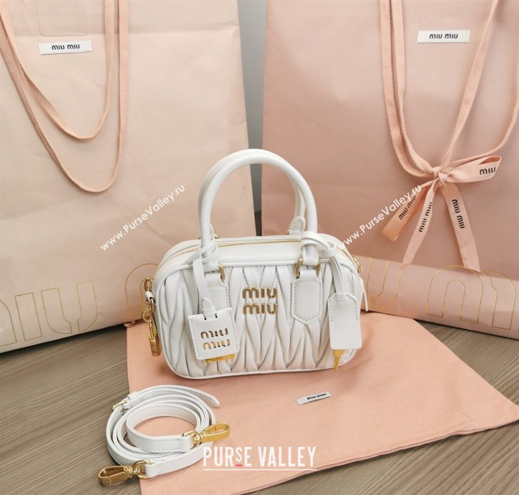 Miu Miu Matelasse Nappa Leather Top Handle Bag 5BB123 White 2025 (JD-251121052)