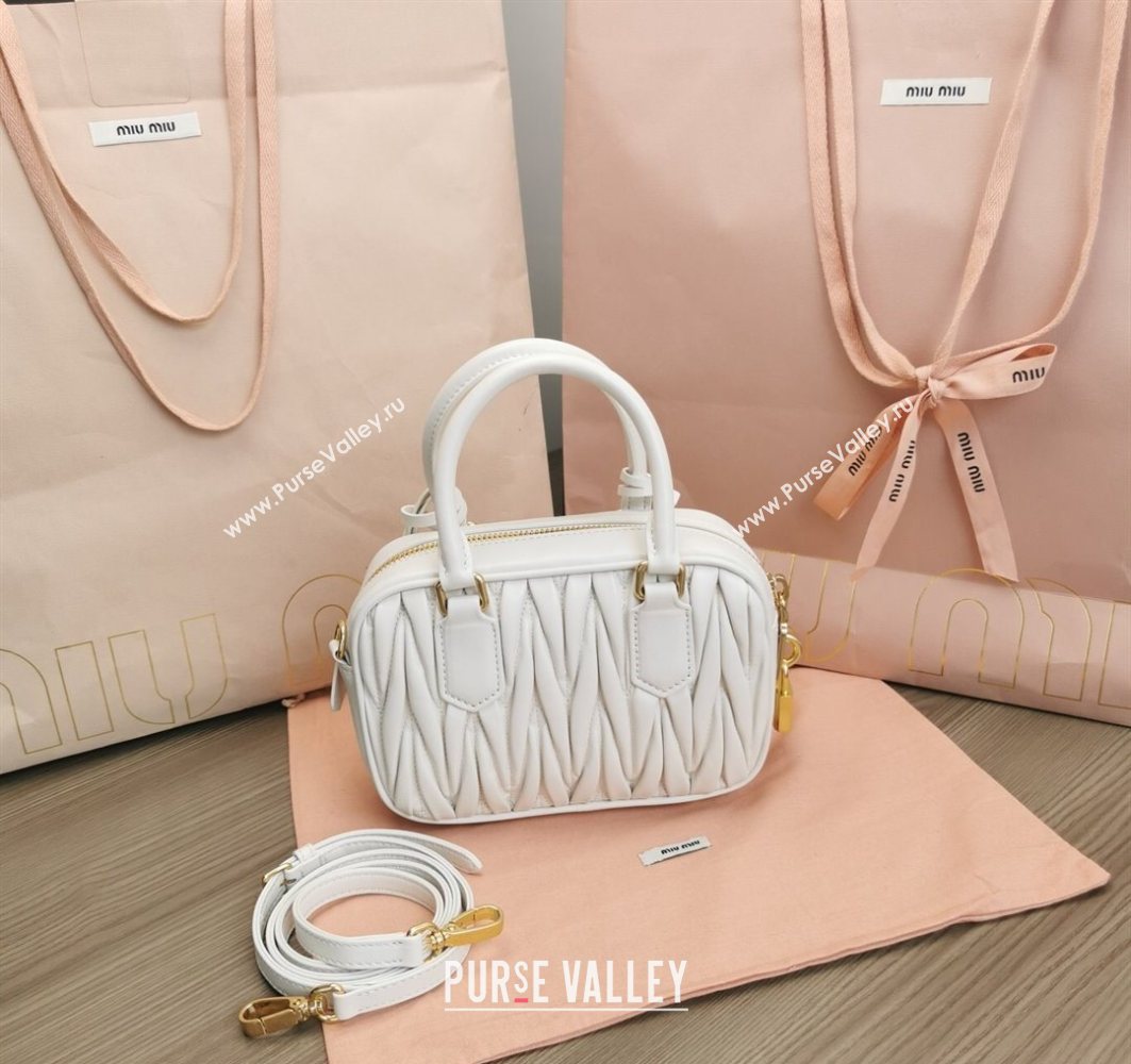 Miu Miu Matelasse Nappa Leather Top Handle Bag 5BB123 White 2025 (JD-251121052)