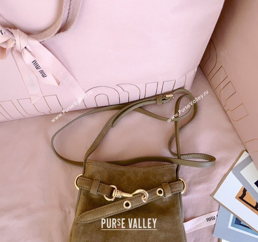 Miu Miu Suede Pouch Mini Bag Olive Green 2025 5NR461 (JD-251121042)