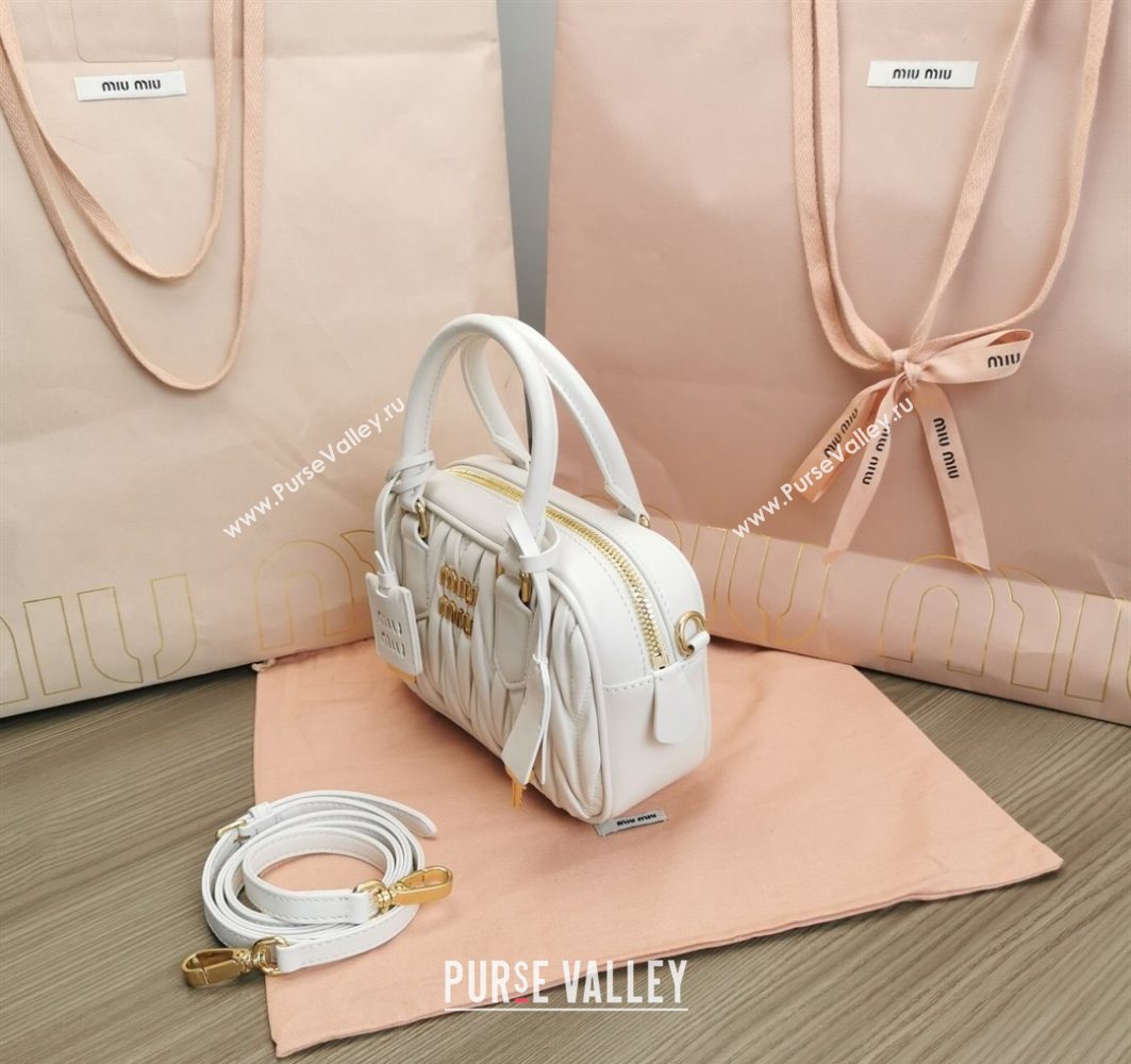 Miu Miu Matelasse Nappa Leather Top Handle Bag 5BB123 White 2025 (JD-251121052)