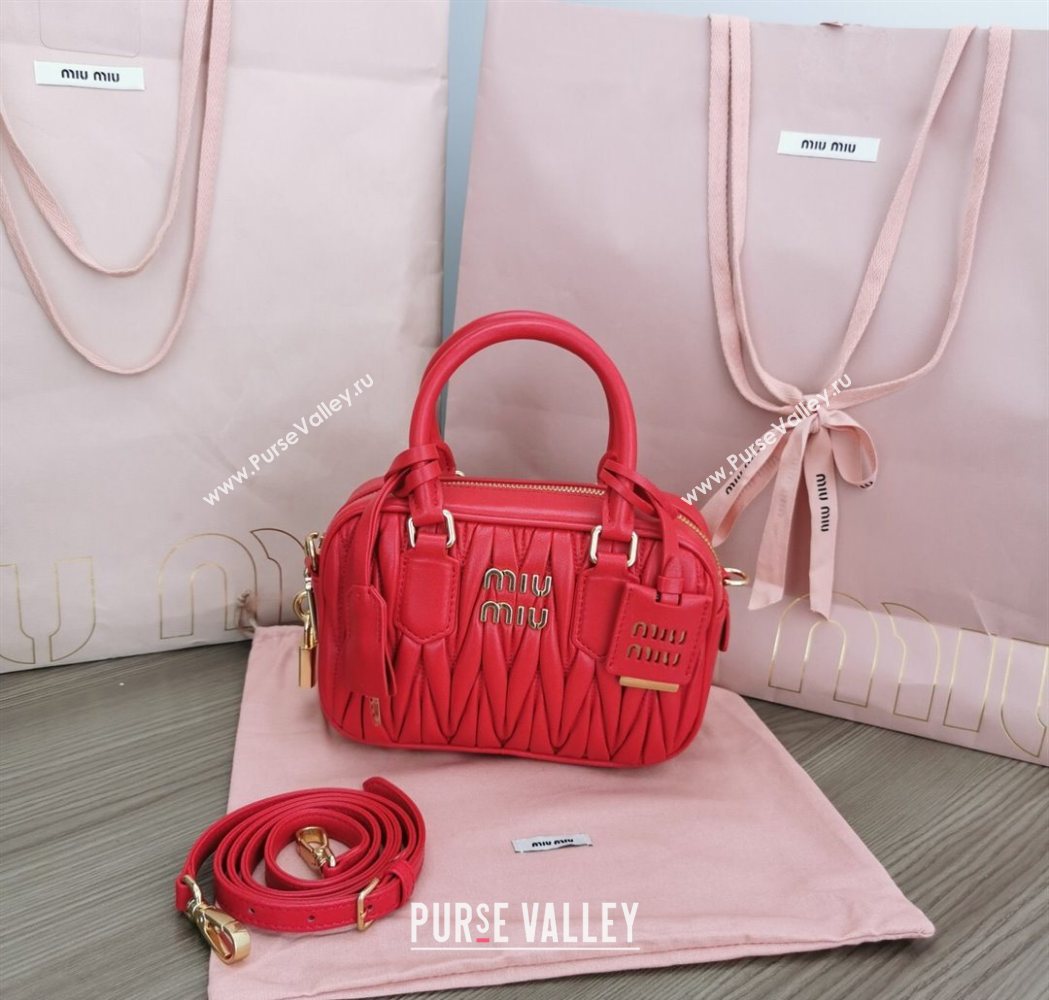 Miu Miu Matelasse Nappa Leather Top Handle Bag 5BB123 Red 2025 (JD-251121053)