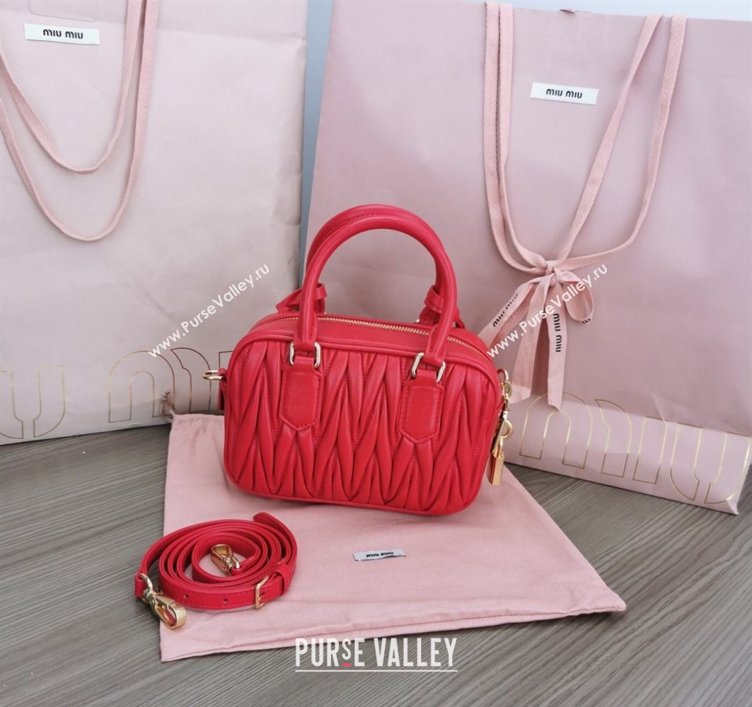 Miu Miu Matelasse Nappa Leather Top Handle Bag 5BB123 Red 2025 (JD-251121053)
