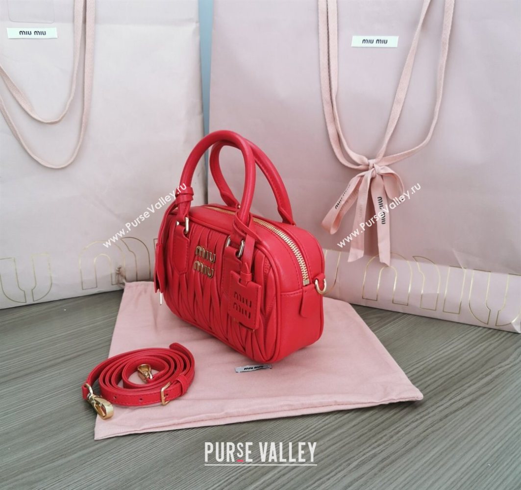 Miu Miu Matelasse Nappa Leather Top Handle Bag 5BB123 Red 2025 (JD-251121053)