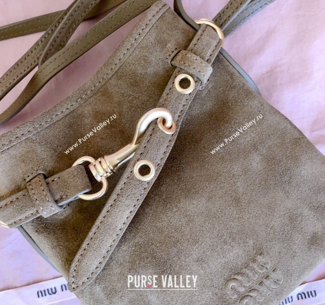 Miu Miu Suede Pouch Mini Bag Olive Green 2025 5NR461 (JD-251121042)