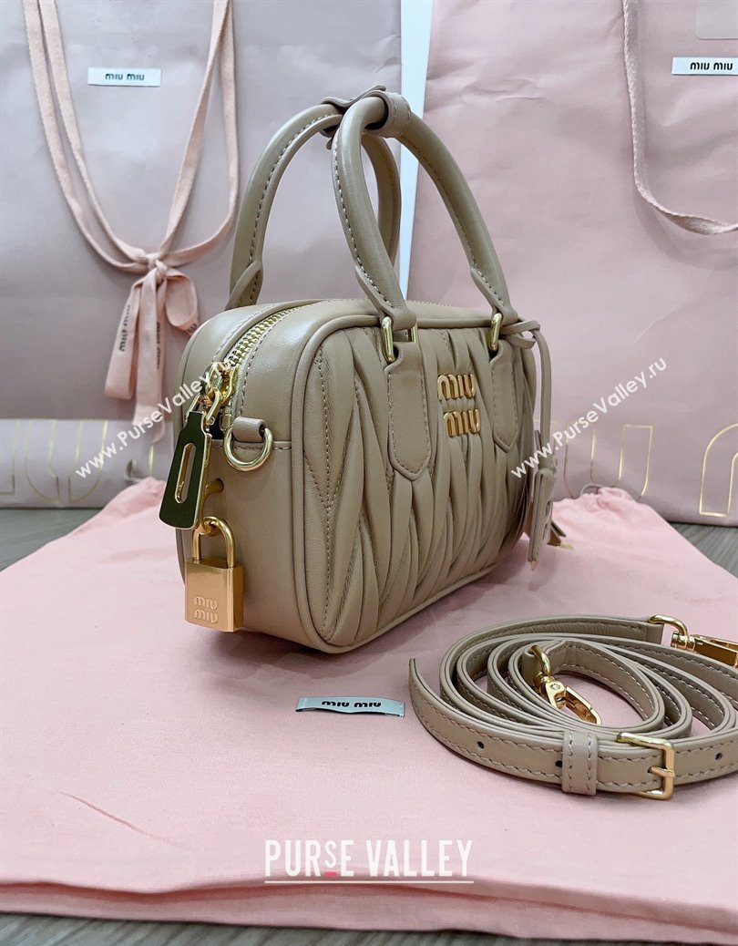 Miu Miu Matelasse Nappa Leather Top Handle Bag 5BB123 Beige 2025 (JD-251121054)