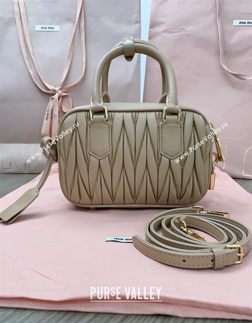 Miu Miu Matelasse Nappa Leather Top Handle Bag 5BB123 Beige 2025 (JD-251121054)