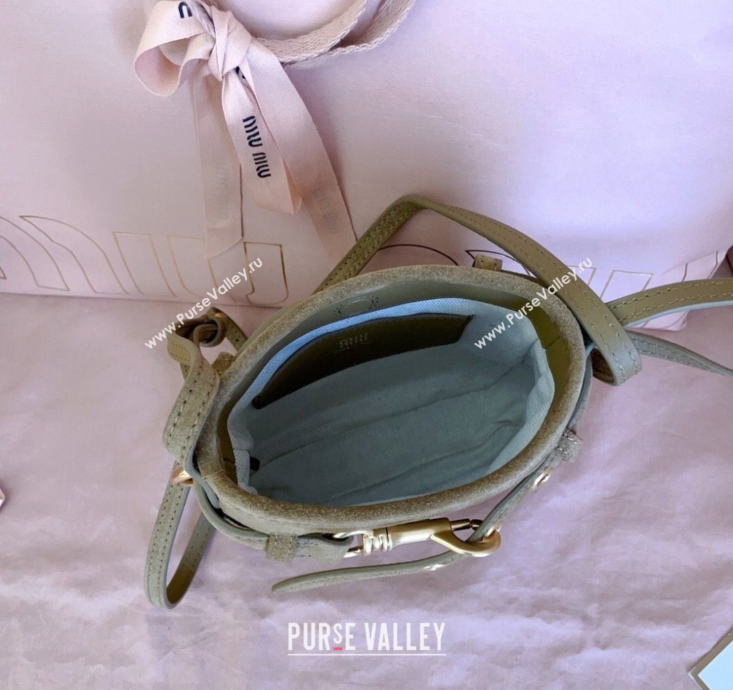 Miu Miu Suede Pouch Mini Bag Olive Green 2025 5NR461 (JD-251121042)