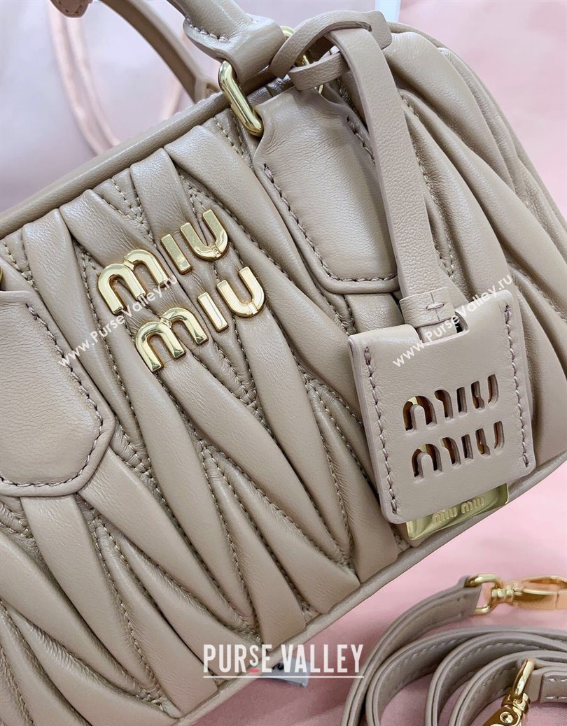 Miu Miu Matelasse Nappa Leather Top Handle Bag 5BB123 Beige 2025 (JD-251121054)