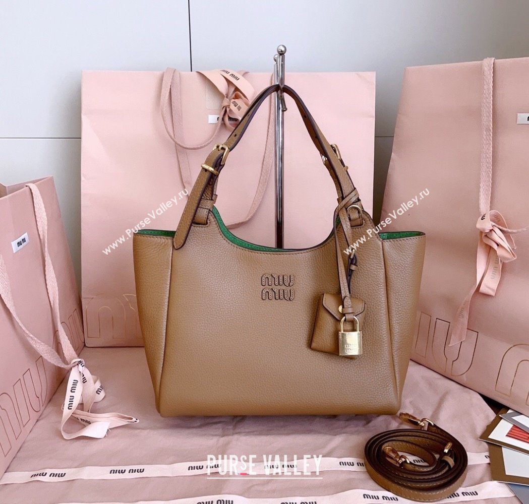 Miu Miu Leather handbag Caramel Brown 2025 5BA304 (JD-251121056)