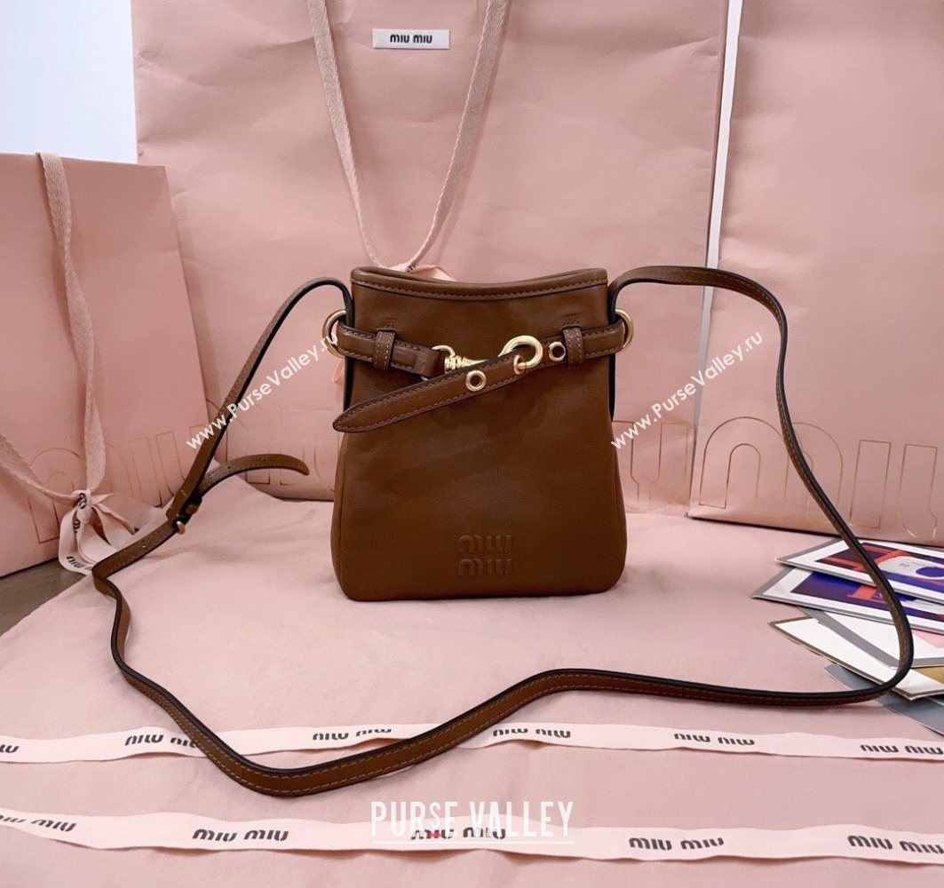 Miu Miu Nappa Leather Pouch Mini Bag Light Brown 2025 5NR461 (JD-251121039)