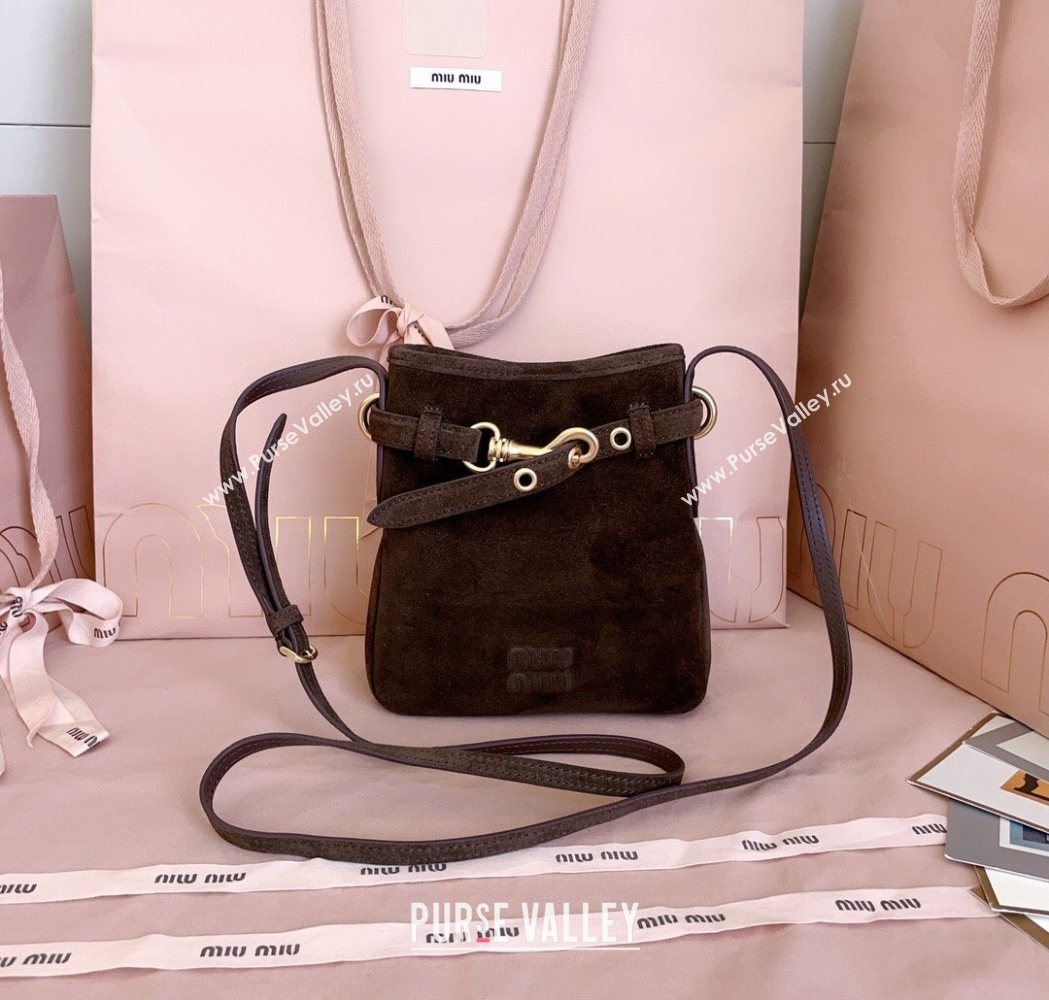Miu Miu Suede Pouch Mini Bag Dark Brown 2025 5NR461 (JD-251121041)
