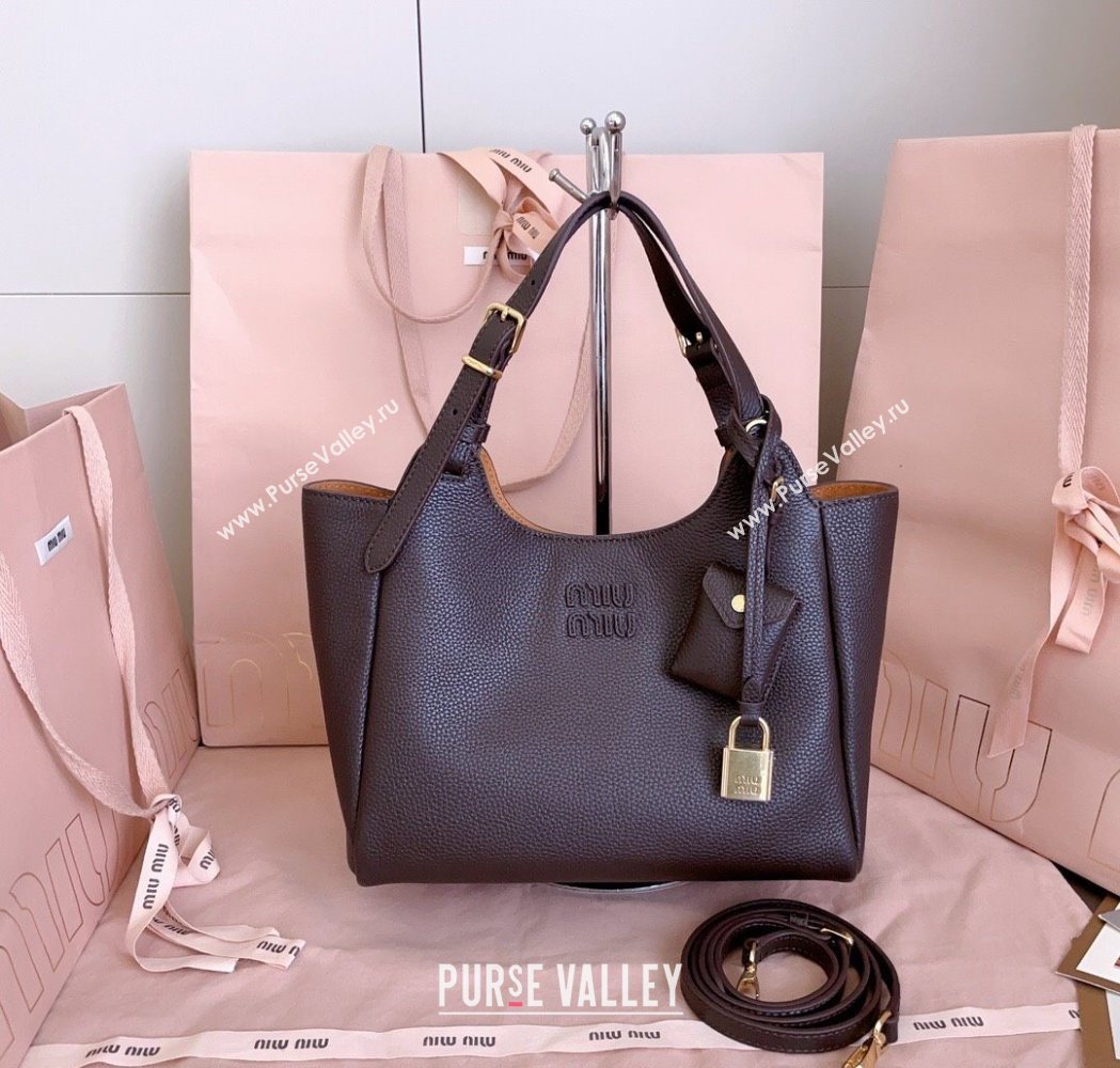 Miu Miu Leather handbag Dark Brown 2025 5BA304 (JD-251121057)