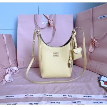 Miu Miu Leather bucket bag Ginista Yellow 2025 5BE099 (JD-251121059)