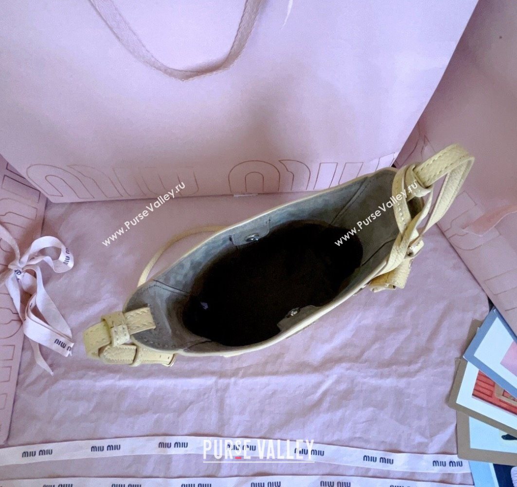 Miu Miu Leather bucket bag Ginista Yellow 2025 5BE099 (JD-251121059)