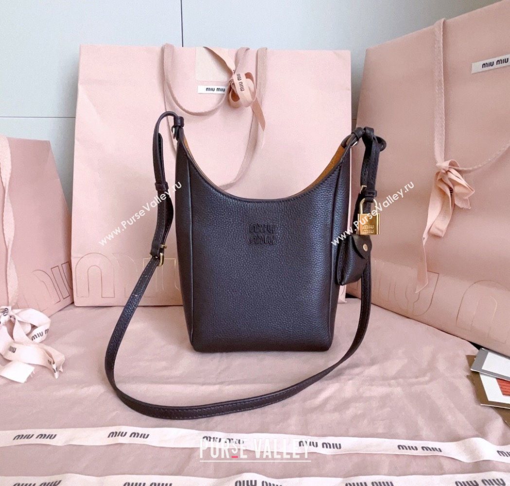 Miu Miu Leather bucket bag Dark Brown 2025 5BE099 (JD-251121060)