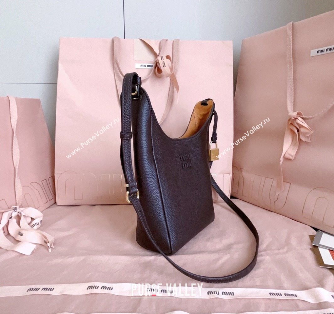 Miu Miu Leather bucket bag Dark Brown 2025 5BE099 (JD-251121060)
