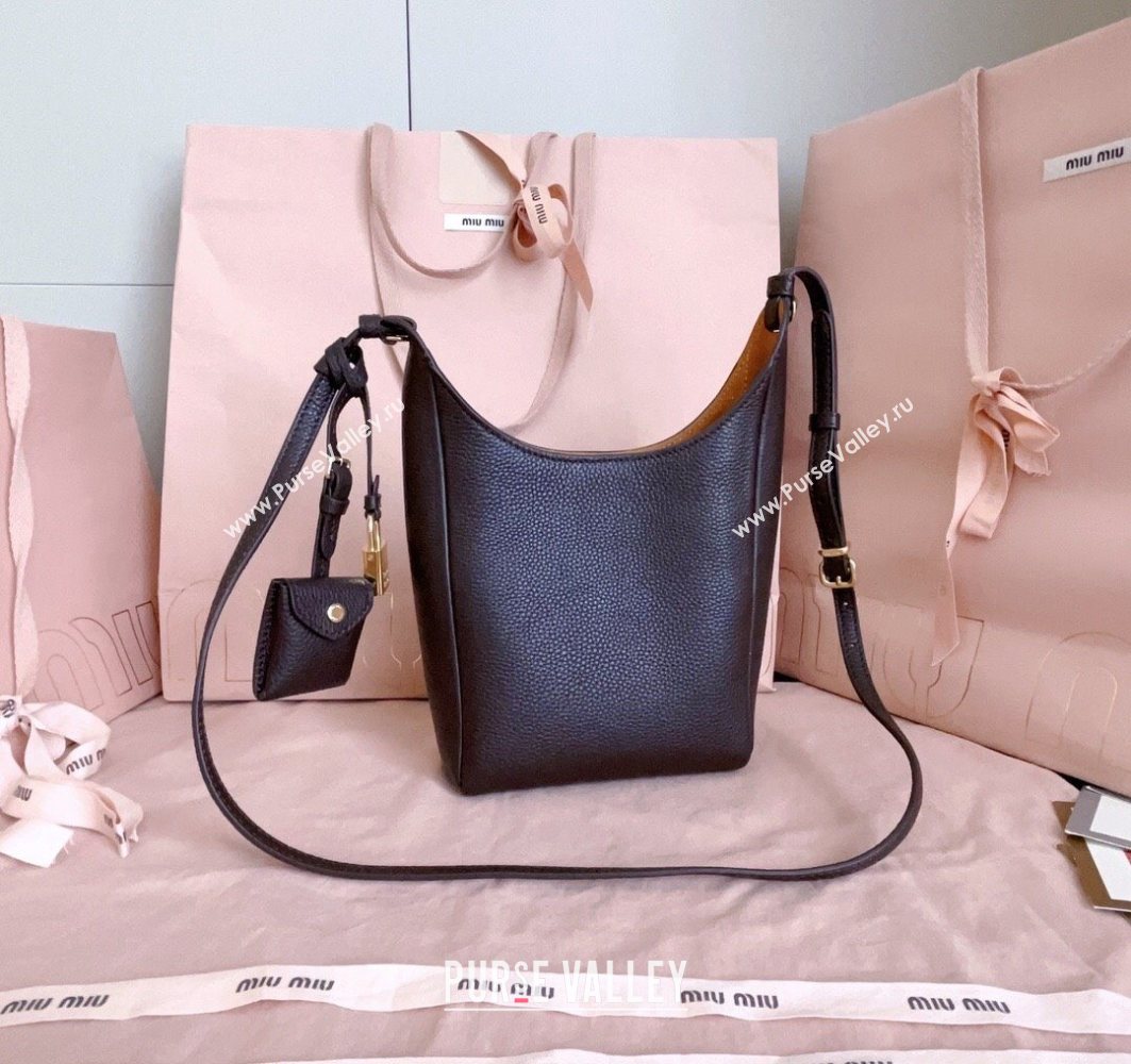 Miu Miu Leather bucket bag Dark Brown 2025 5BE099 (JD-251121060)