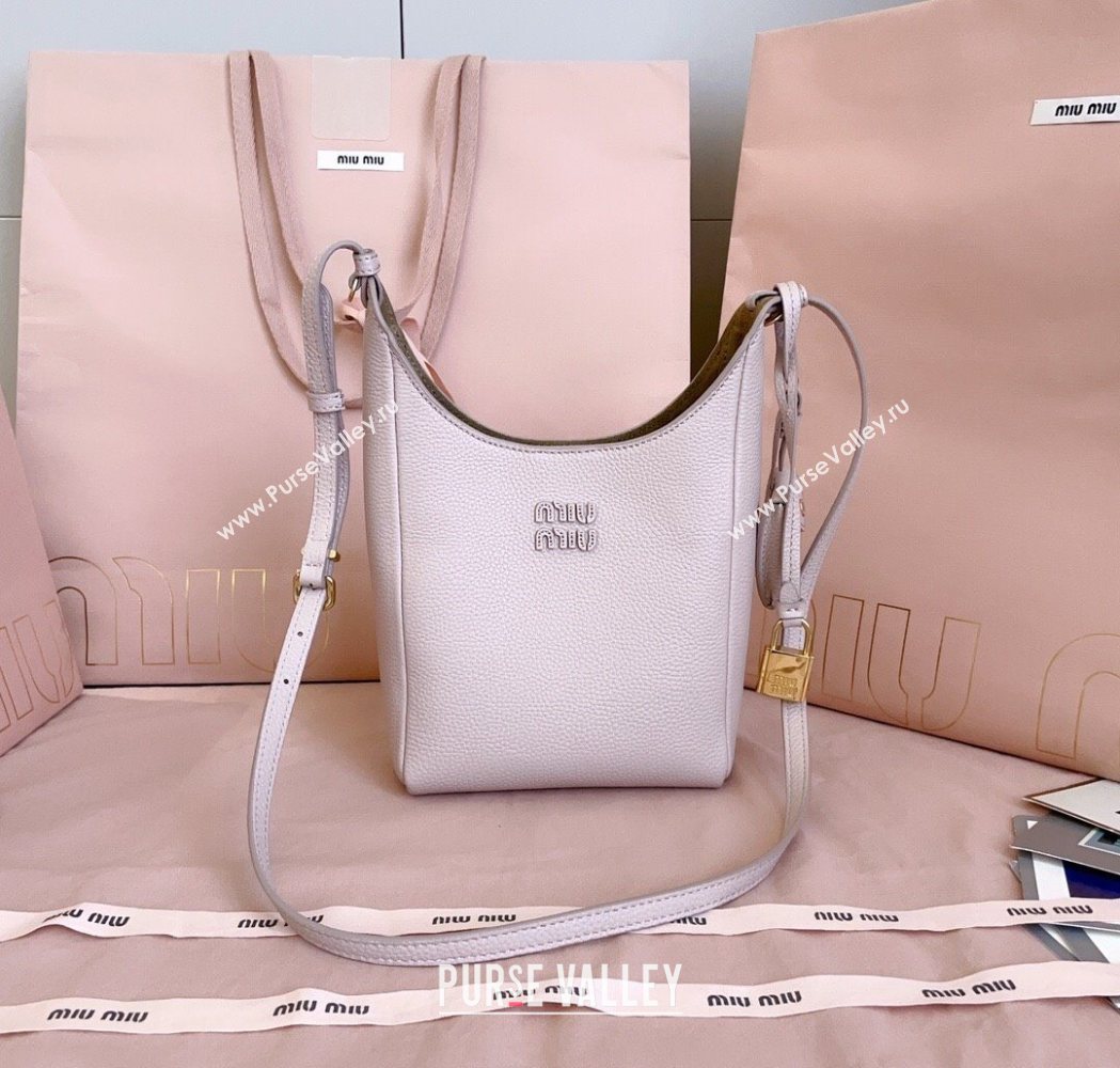 Miu Miu Leather bucket bag Water Lily Pink 2025 5BE099 (JD-251121061)