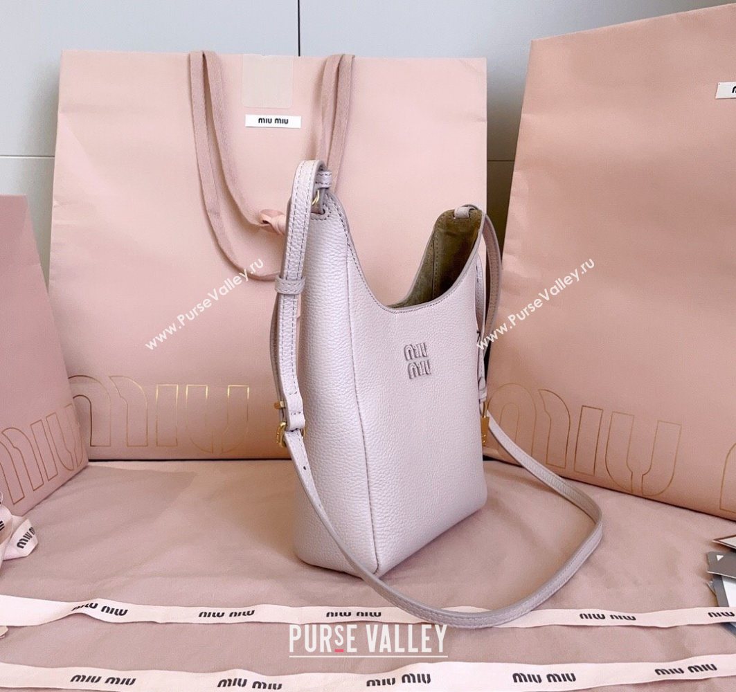 Miu Miu Leather bucket bag Water Lily Pink 2025 5BE099 (JD-251121061)