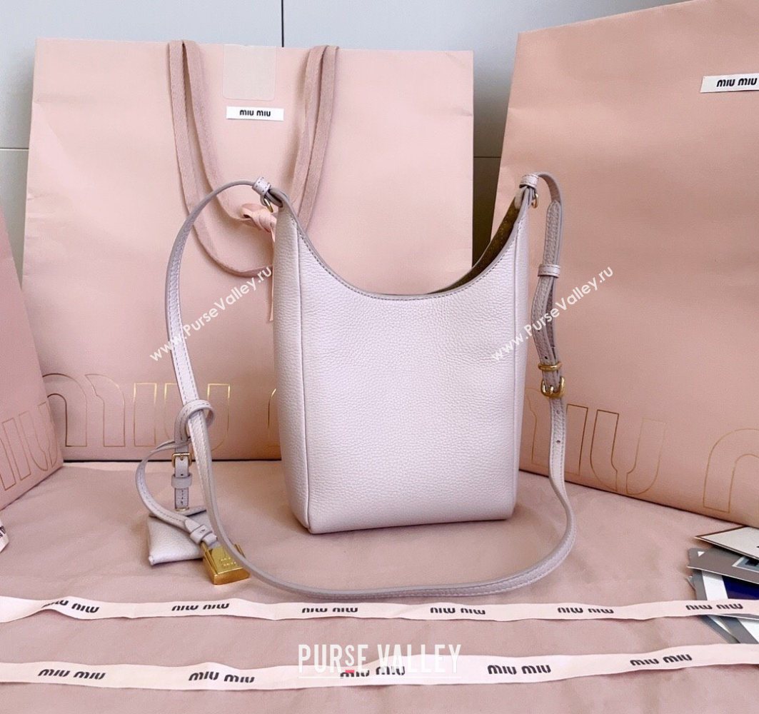 Miu Miu Leather bucket bag Water Lily Pink 2025 5BE099 (JD-251121061)