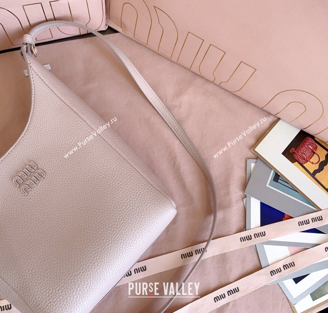 Miu Miu Leather bucket bag Water Lily Pink 2025 5BE099 (JD-251121061)