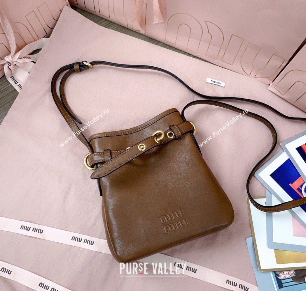 Miu Miu Nappa Leather Pouch Mini Bag Light Brown 2025 5NR461 (JD-251121039)
