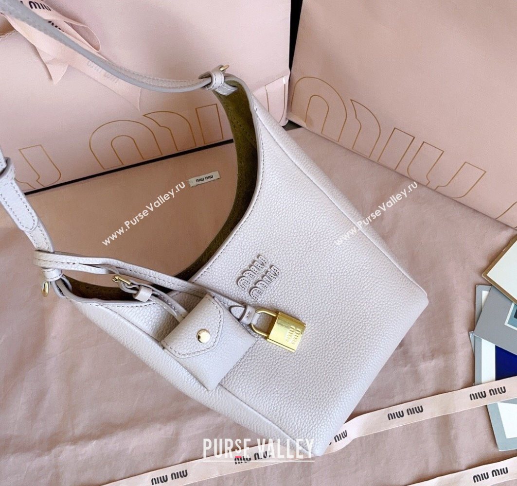 Miu Miu Leather bucket bag Water Lily Pink 2025 5BE099 (JD-251121061)