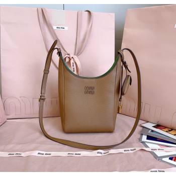 Miu Miu Leather bucket bag Caramel Brown 2025 5BE099 (JD-251121062)