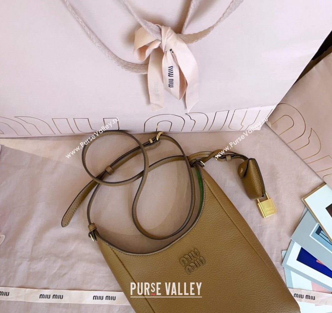 Miu Miu Leather bucket bag Caramel Brown 2025 5BE099 (JD-251121062)