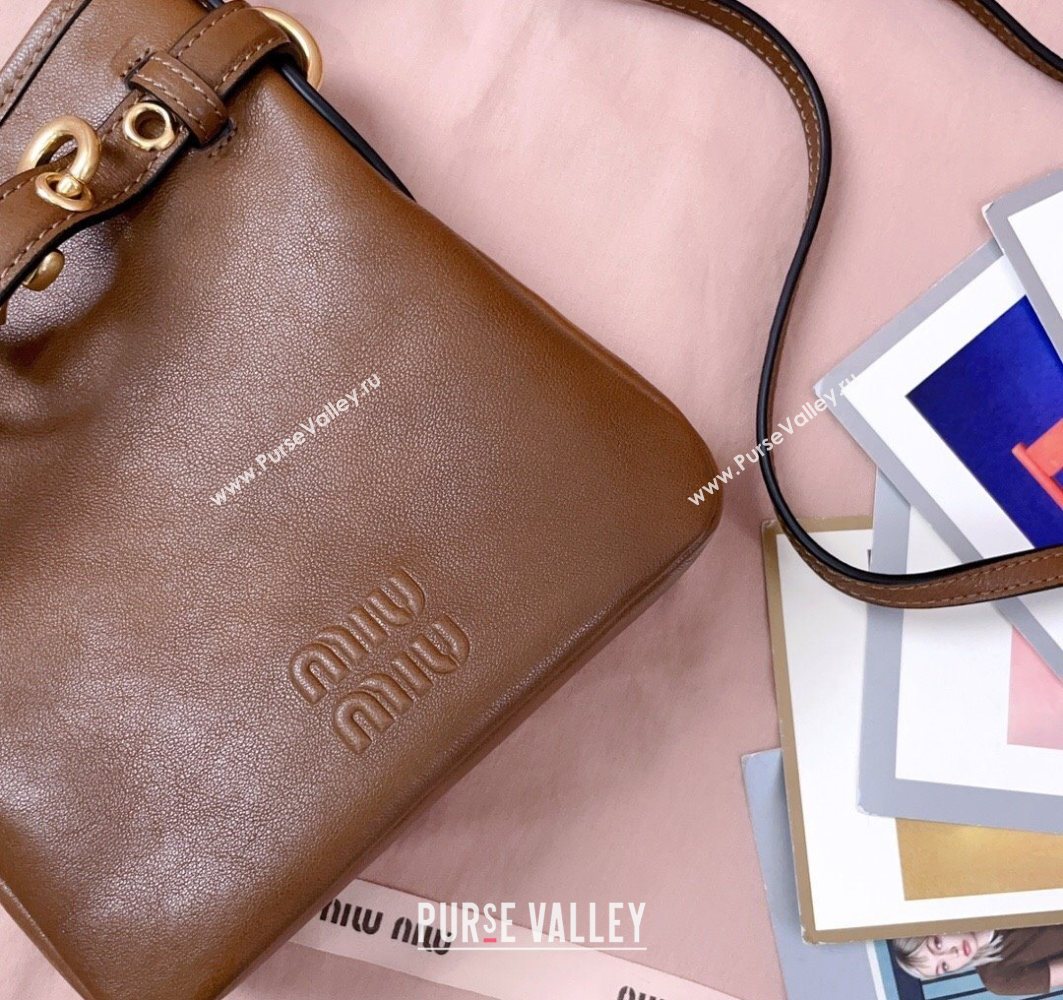 Miu Miu Nappa Leather Pouch Mini Bag Light Brown 2025 5NR461 (JD-251121039)