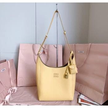 Miu Miu Leather bucket bag Yellow 2025 5BE098 (JD-251121063)